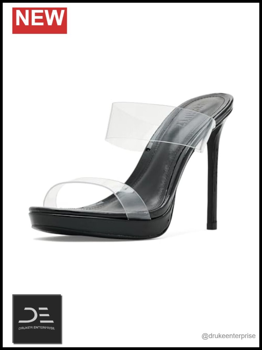 High Stiletto Platform Sandals Slip On PVC Leather